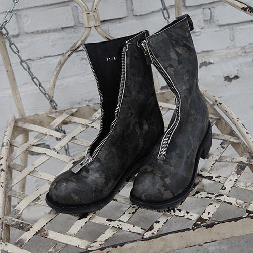 Guidi camouflage horse leather front zipper boots PL2